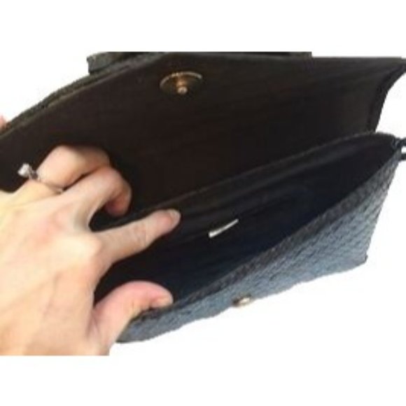 Black Clutch Handbag Shoulder Bag Chic Ethnic Handmade Vintage Bohemian Nature - Picture 6 of 7